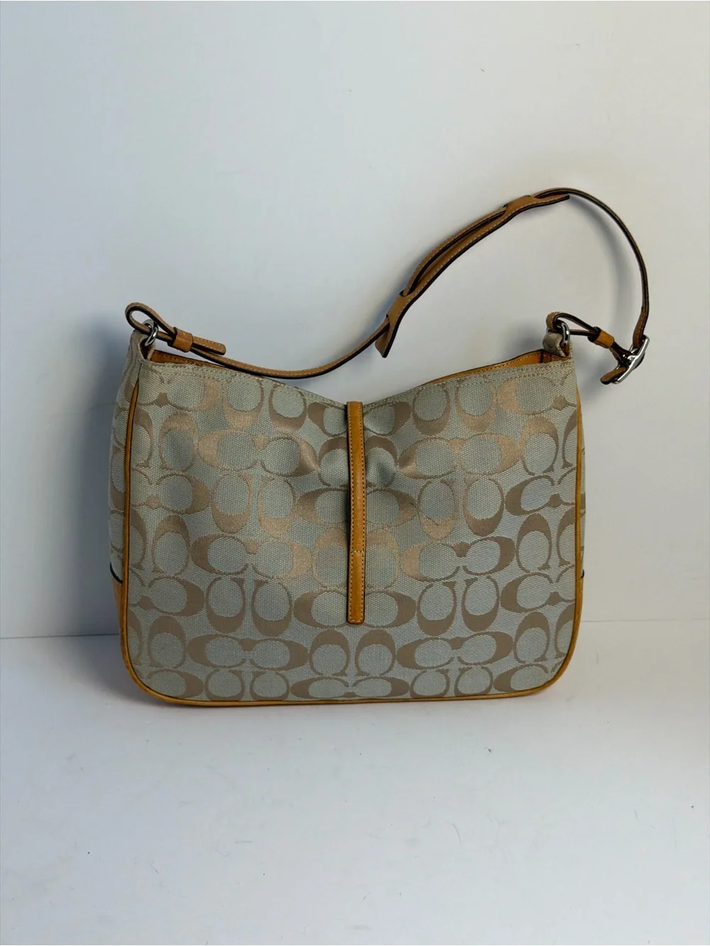 Coach Y2K Hampton Clip Signature Blue/Tan Hobo Shoulder Bag